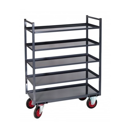 Chariot multi-niveaux à 5 plateaux tôle 935 x 435 mm de 400 kg