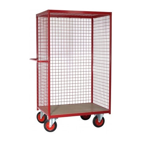 Chariot grillagé 1000 x 700 mm 3 côtés + toit de 500 kg