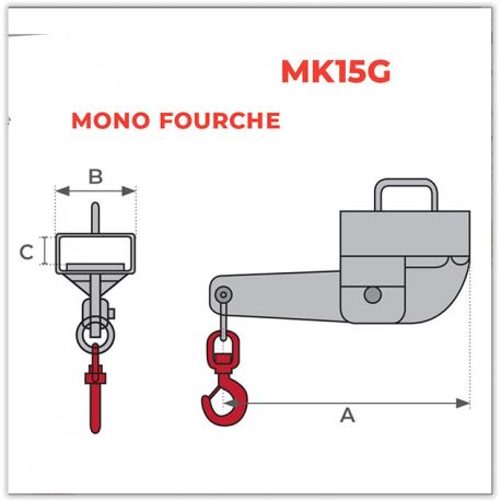 Potence pour chariot élévateur 1,5 T Galva 1 fourche