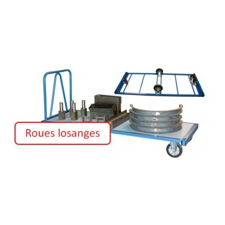 Chariot industriel pour charges lourdes 2000 x 1000 mm roues losange 1200 kg